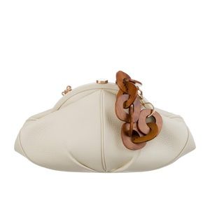 NWT CULT GAIA Anna Leather Clutch Purse Off White